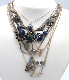 Group lot of Vintage 925 sterling silver necklaces