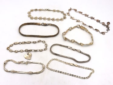 Vintage 925 sterling silver group lot of 8 bracelets