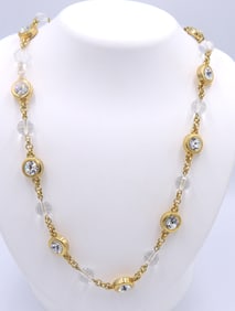 Gold Plated Crystal and Cubic Zirconia JBK Signed Necklace