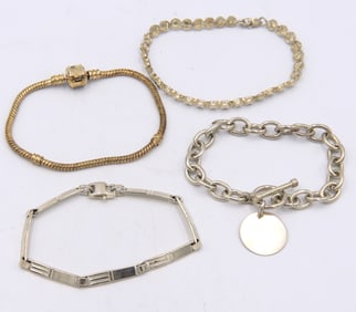 Group Lot of 4 Vintage 925 Sterling Silver  Bracelets