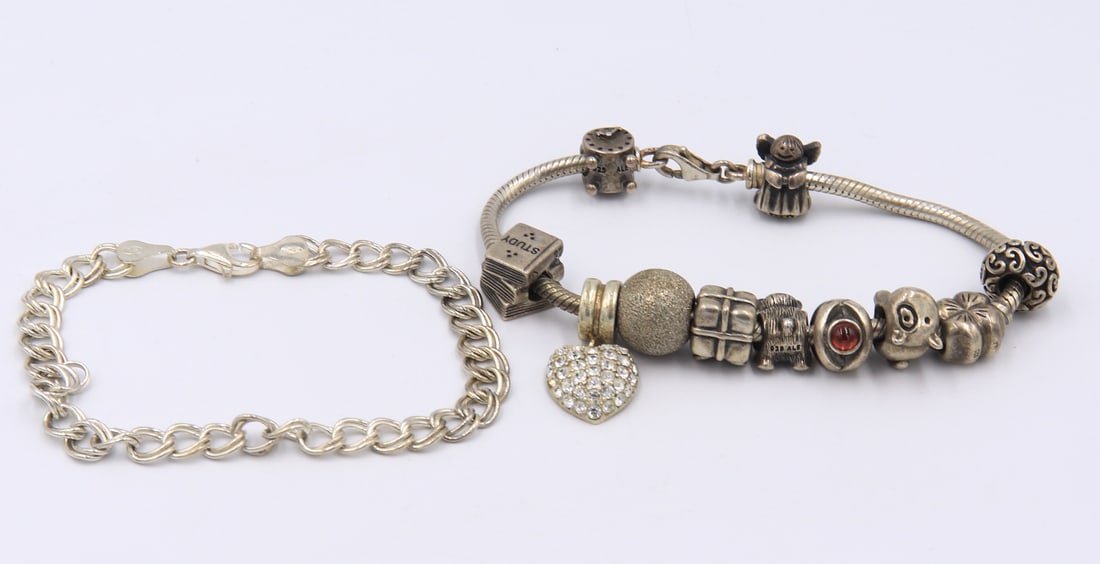 Lot of 2 Vintage 925 Sterling Silver Bracelets (1 of 6)