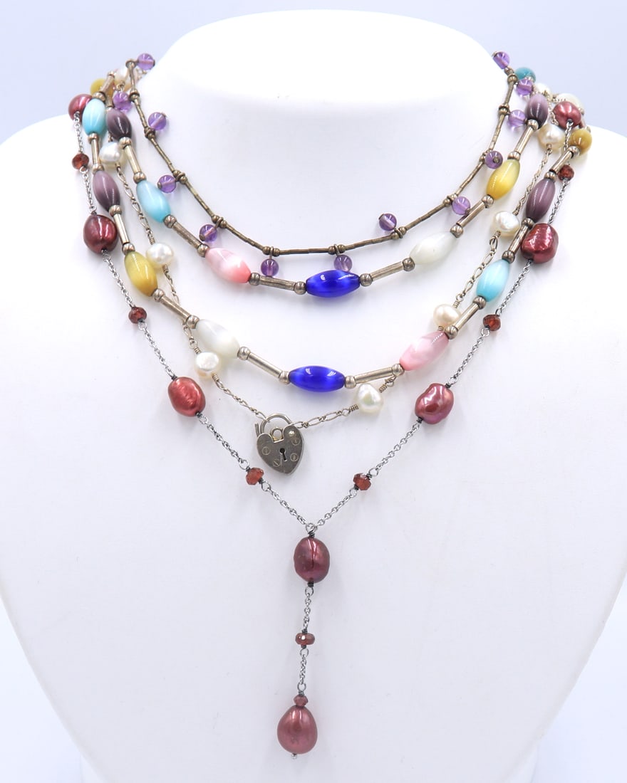 Group Lot of 5 Vintage 925 Sterling Silver Necklaces (1 of 12)