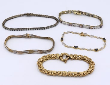 Group lot of vintage 925 sterling silver bracelets