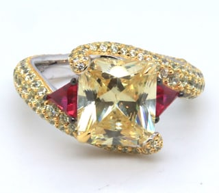 Yellow Cubic Zirconia Sterling Silver Ring