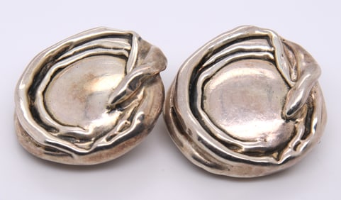 Vintage Sterling Silver Signed Clip on Earrings
