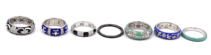 Group lot of 7 Vintage 925 sterling silver bands