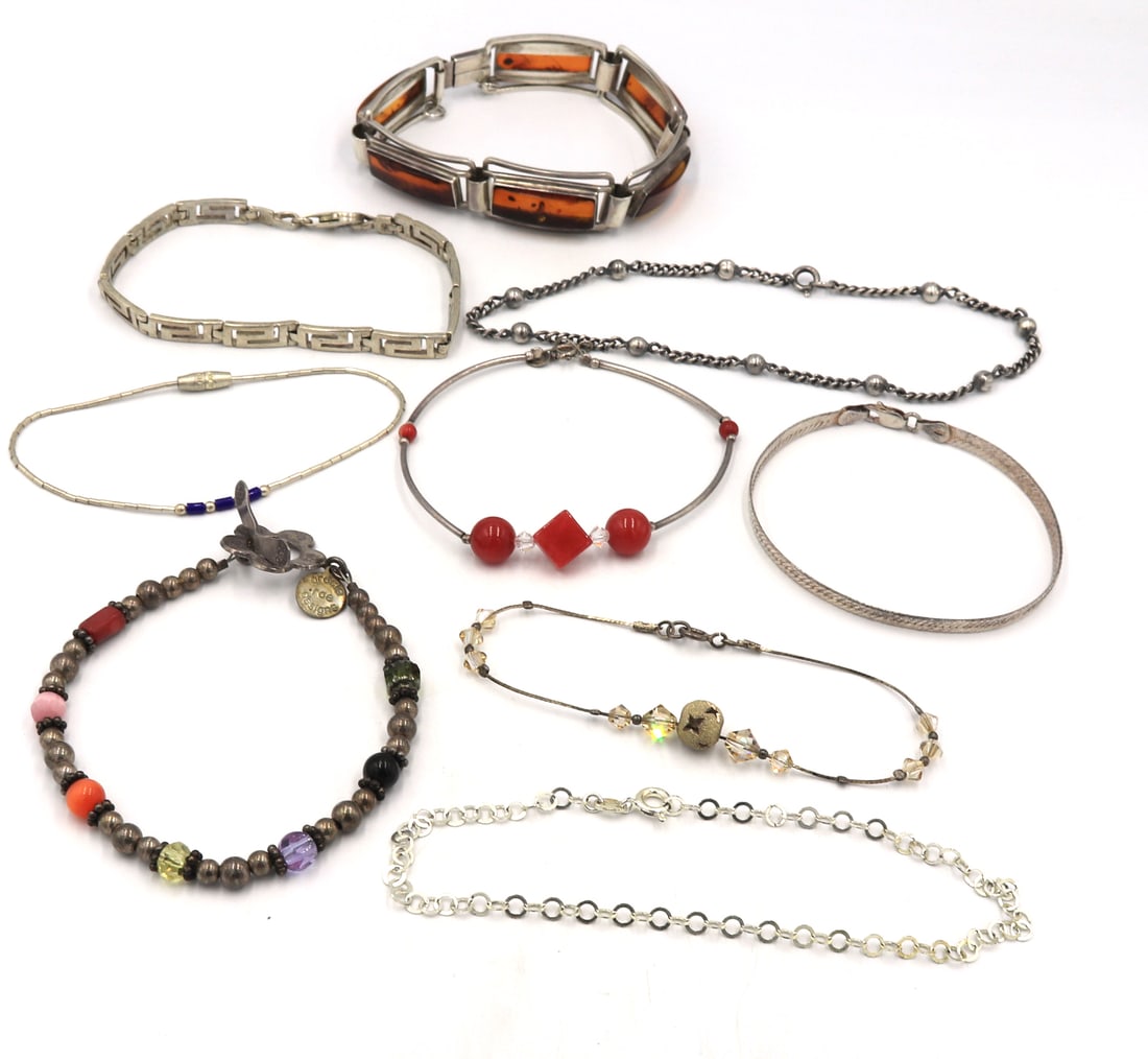 Group lot of 9 Vintage 925 sterling silver bracelets (1 of 14)