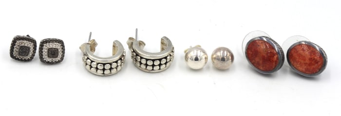 4 Pairs of Vintage 925 sterling silver earrings