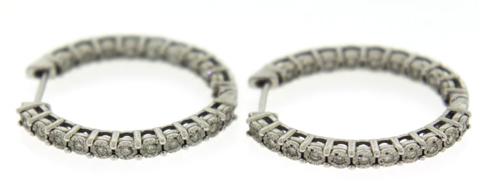 925 Sterling Silver Cubic Zirconia Hoop Earrings