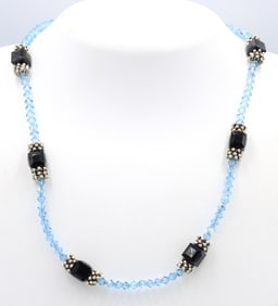 Crystal and black onyx beads necklace