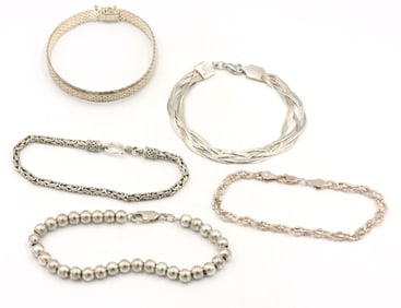 Group lot of  vintage 925 sterling silver bracelets