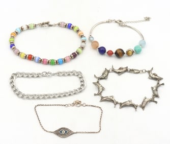 Group lot of  vintage 925 sterling silver bracelets