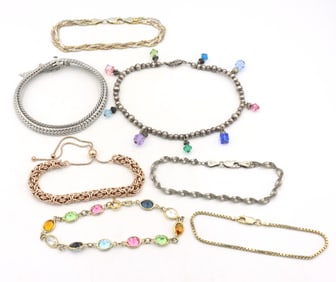 Group lot of 7 Vintage 925 sterling silver bracelets