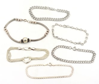 Group lot of 6 Vintage 925 sterling silver bracelets