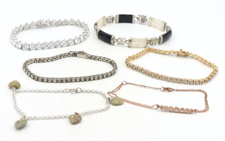 Group lot of 6 Vintage 925 sterling silver bracelets