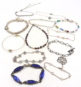Group lot of 12 Vintage 925 sterling silver bracelets