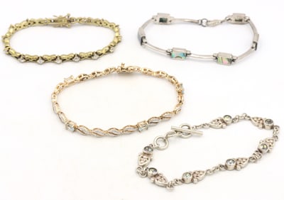 Group lot of 4 Vintage 925 sterling silver bracelets