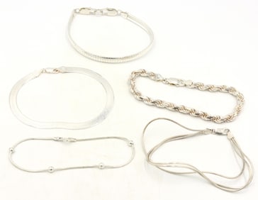 Group lot of 5 Vintage 925 sterling silver bracelets