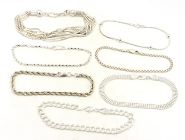 Group lot of 7 Vintage 925 sterling silver bracelets