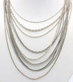 Group lot of 11 Vintage 925 sterling silver chains