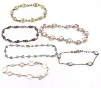 Group lot of 6 Vintage 925 sterling silver bracelets