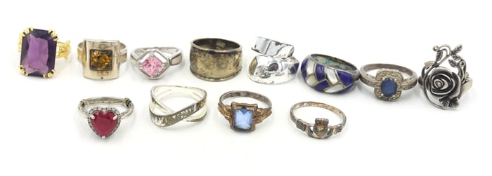 Group lot of Vintage 925 sterling silver rings