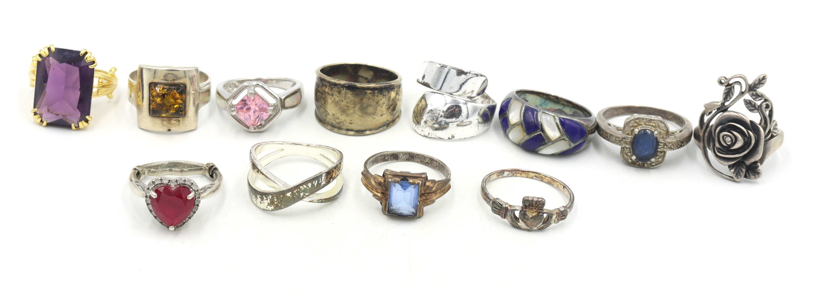 Group lot of Vintage 925 sterling silver rings (1 of 8)