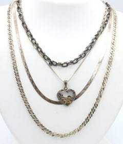Group lot of 5 Vintage 925 sterling silver necklaces