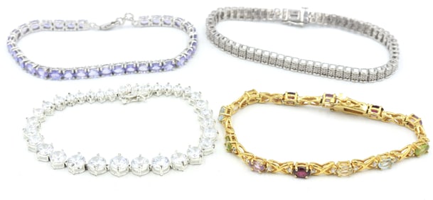 Group lot of 4 Vintage 925 sterling silver bracelets