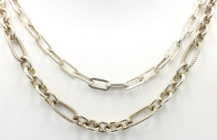 Group lot of 2 Vintage 925 sterling silver necklaces