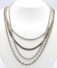 Group lot of 4 Vintage 925 sterling silver necklaces