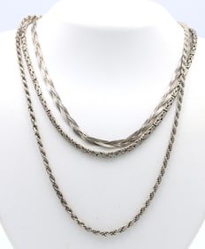 Group lot of 3 Vintage 925 sterling silver necklaces
