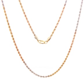 10kt Yellow and white gold rope chain necklace