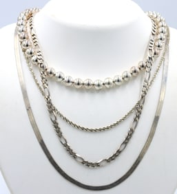 Group lot of 4 Vintage 925 sterling silver necklaces