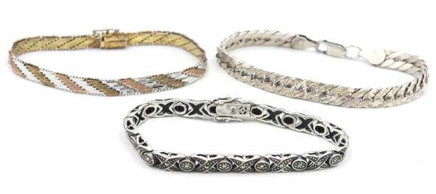 Group lot of 3 Vintage 925 sterling silver bracelets
