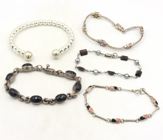 Group lot of 5 Vintage 925 sterling silver bracelets