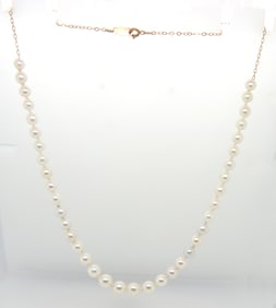 14kt Yellow gold white fresh water pearl necklace