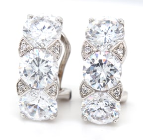 925 Sterling silver CZ half hoop with omega backs