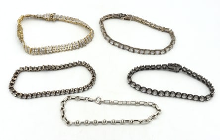 Group lot of 5 Vintage 925 sterling silver bracelets