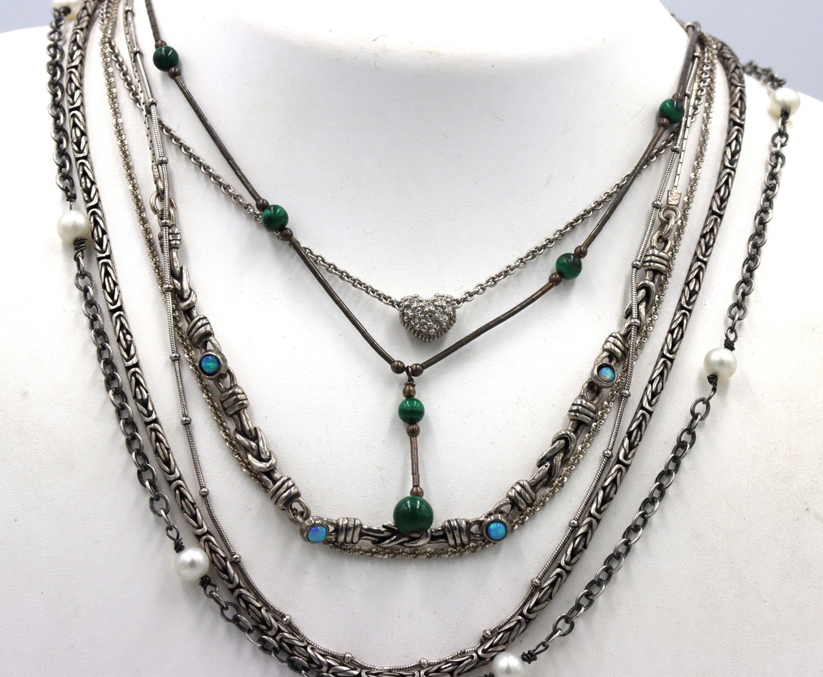 Group lot of 7 vintage 925 sterling silver necklaces (1 of 10)