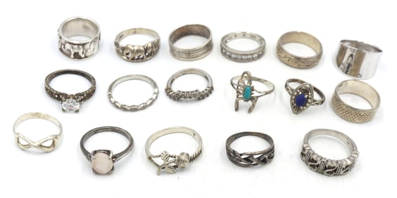 Group lot of Vintage 925 sterling silver rings