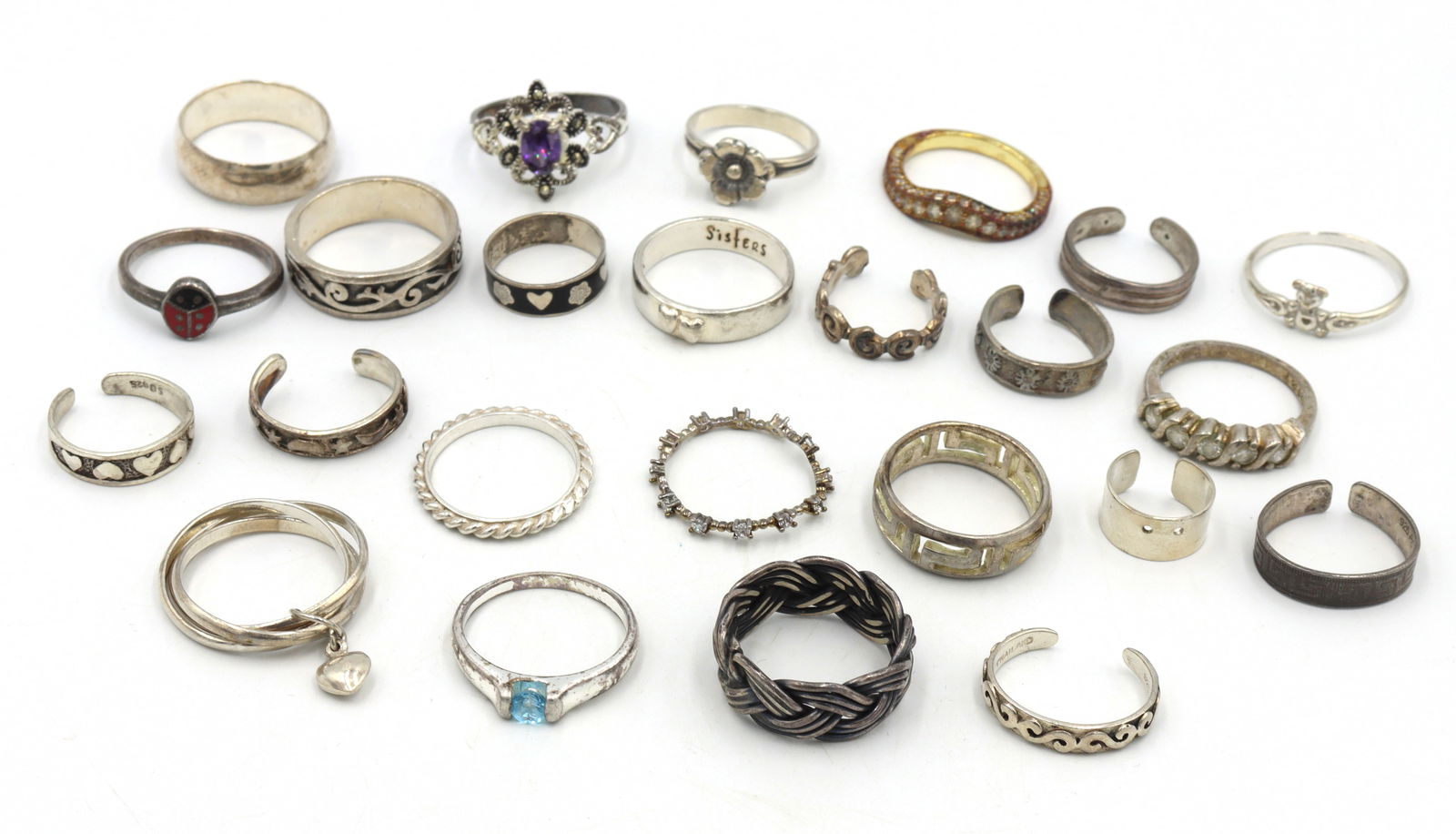 Group lot of Vintage 925 sterling silver rings (1 of 9)