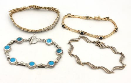 Group lot of 4 Vintage 925 sterling silver bracelets