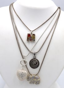 Group lot of 4 vintage 925 sterling silver necklaces