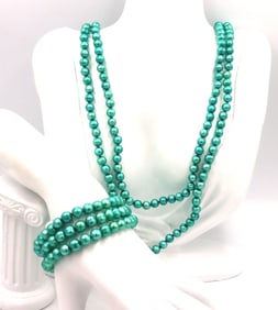 Set of Honora pearl long necklace and matching 3 bracelets