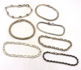 Vintage 925 sterling silver group lot of 7 bracelets