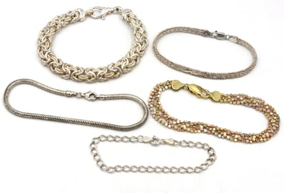 Vintage 925 sterling silver group lot of 5 bracelets