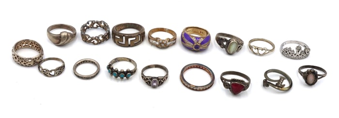 Group lot of Vintage 925 sterling silver rings