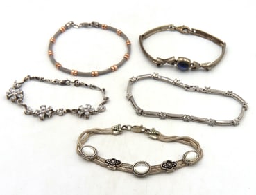 Vintage 925 sterling silver group lot of 5 bracelets