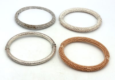 Group lot of 4 Vintage 925 sterling silver bangles